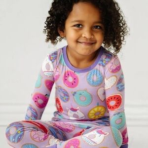 Little Sleepies | Girls Lavender Donut & Unicorn Print Pajama Set